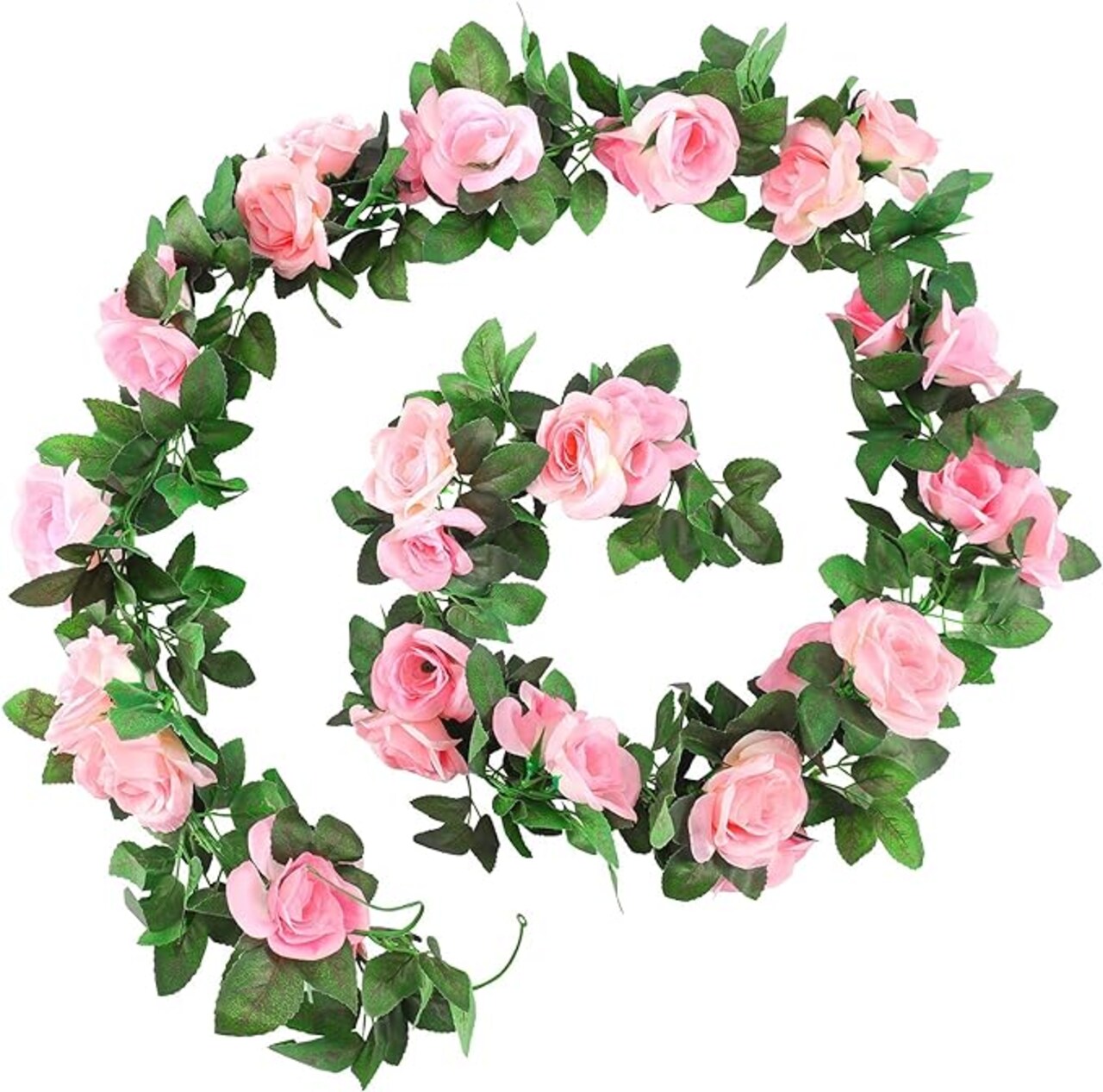 Artificial Pink Rose Garland Silk Rose Vines Hanging Fake Flower Garlands for Wedding Party Table Garden Arch Wall Home Room Decor